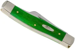 Case Medium Stockman Brilliant Green Bone, Smooth, 52821, 63032 SS Pocket Knife -Victorinox Store CE52821 04 case