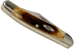 Case Medium Stockman Dark Molasses Bone, Sawcut, 83143, 63087 SS Pocket Knife -Victorinox Store CE83143 04 case
