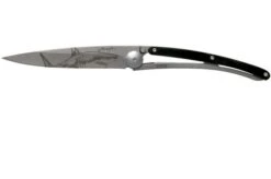 Deejo Tattoo 37g, Ebony Wood, Shark 1CB000064 Pocket Knife