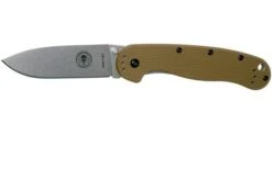 ESEE Avispa Pocket Knife, Stonewashed D2 Blade, Coyote Brown Handle BRK1302CB